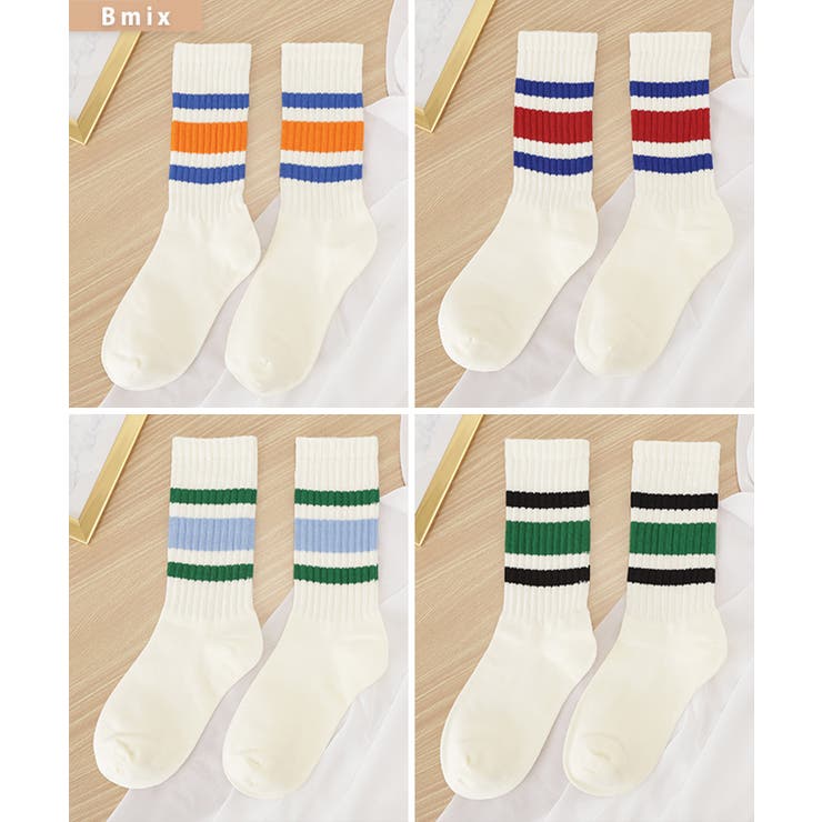 【4足セット】配色 ライン リブ | レースレディース  | 詳細画像7 