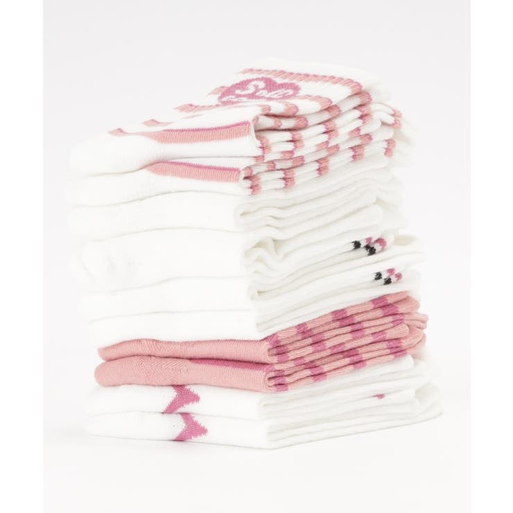 【10足セット】配色 ピンク リブ | レースレディース  | 詳細画像18 