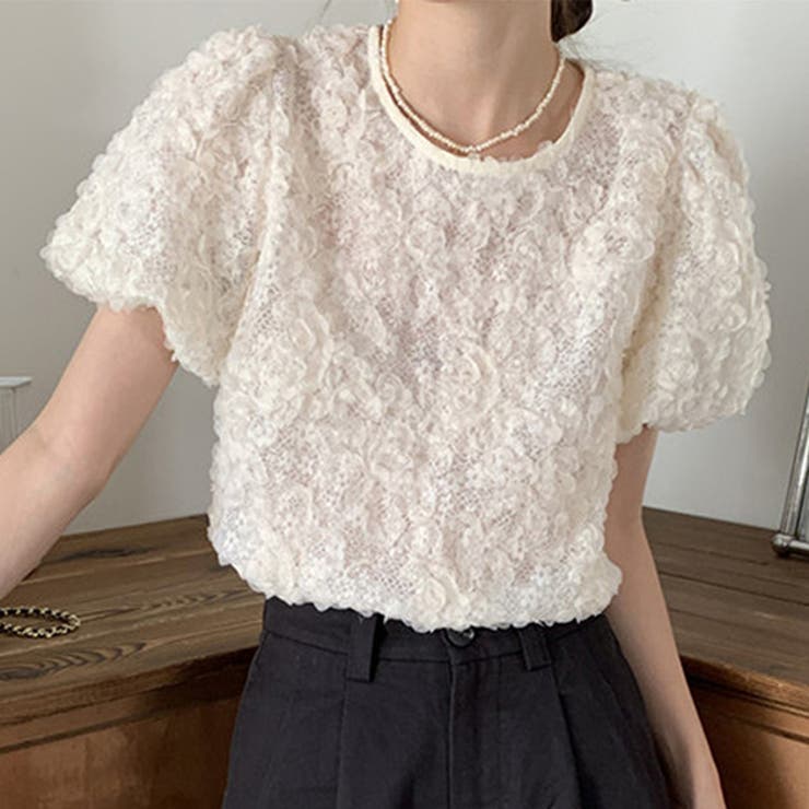 フラワー ジャガード クルーネック | レースレディース  | 詳細画像1 