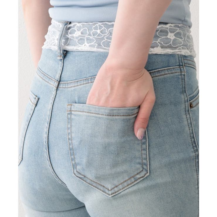 ウォッシュ加工 ハイウエスト レースベルト | レースレディース  | 詳細画像14 