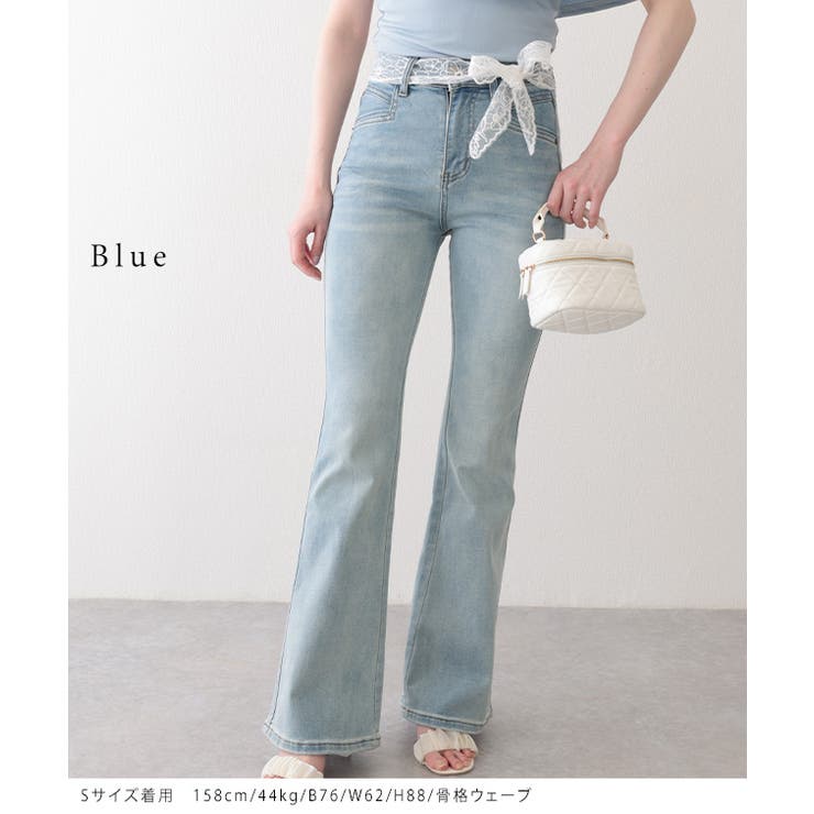 ウォッシュ加工 ハイウエスト レースベルト | レースレディース  | 詳細画像2 