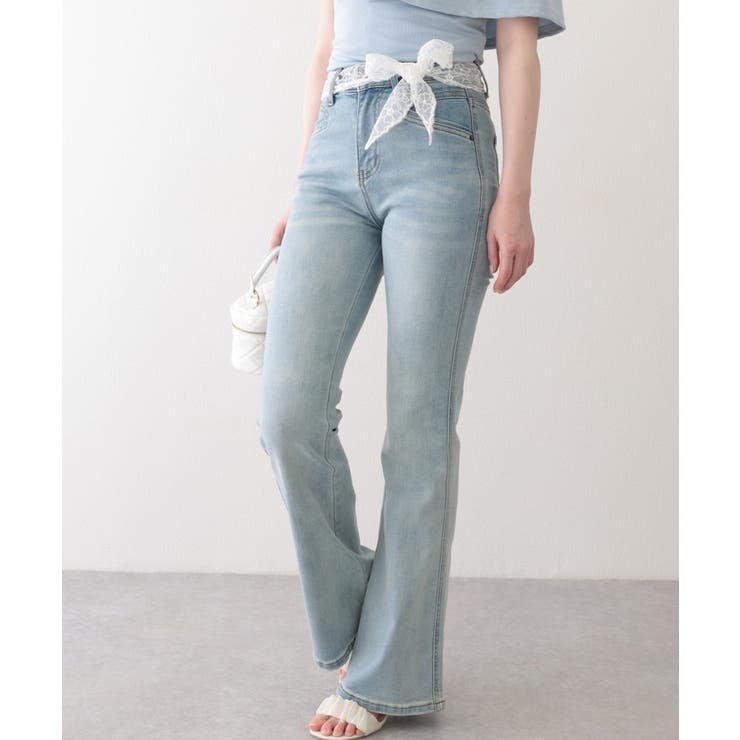 ウォッシュ加工 ハイウエスト レースベルト | レースレディース  | 詳細画像4 