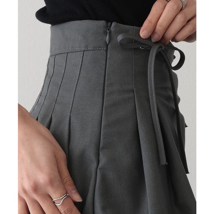 【stina】新品未使用フリーサイズ　ブラックリボンラップスカート　ボルドー stina / black ribbon wrap skirt / short / dusty pink