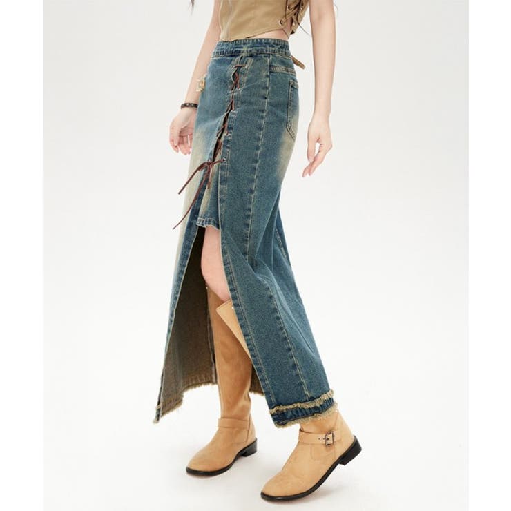 レイヤード風 スリット レースアップ | レースレディース  | 詳細画像3 