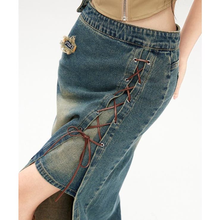 レイヤード風 スリット レースアップ | レースレディース  | 詳細画像4 