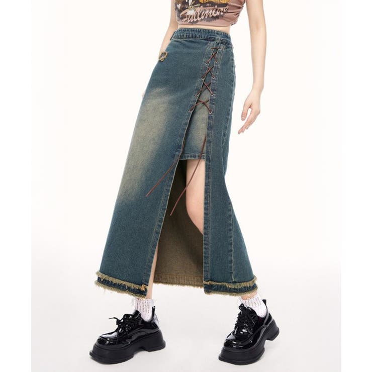 レイヤード風 スリット レースアップ | レースレディース  | 詳細画像7 