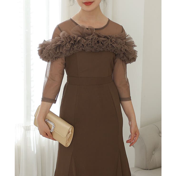 チュールフリル シアー 切り替え | レースレディース  | 詳細画像7 