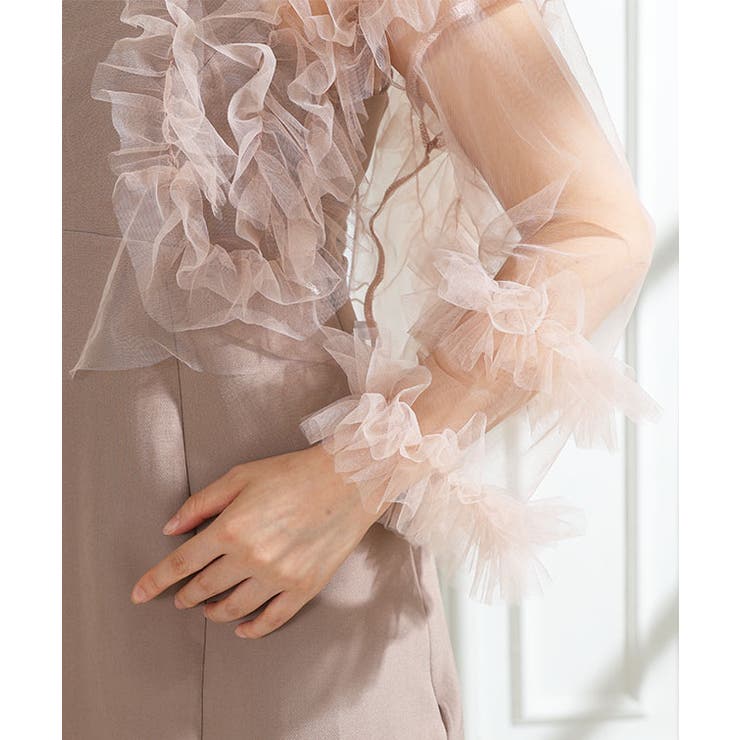 チュールフリル ケープ付き スリット | レースレディース  | 詳細画像18 