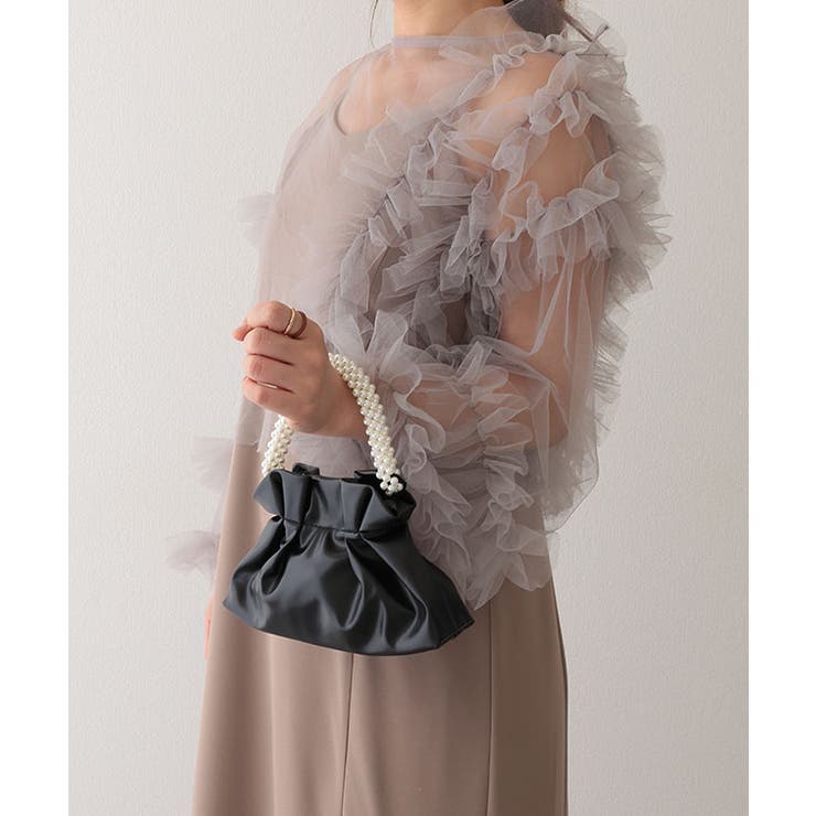 パールハンドル レザー調 ギャザー | レースレディース  | 詳細画像6 