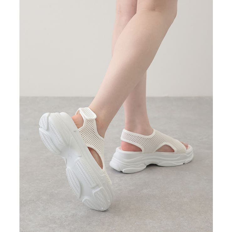 厚底スニーカーソールメッシュサンダル レディース 厚底シューズ | レースレディース  | 詳細画像10 