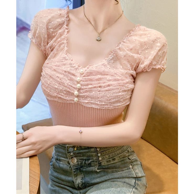 花柄 シフォン パール付き | レースレディース  | 詳細画像15 