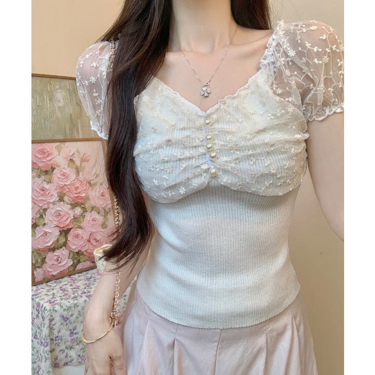 花柄 シフォン パール付き | レースレディース  | 詳細画像18 