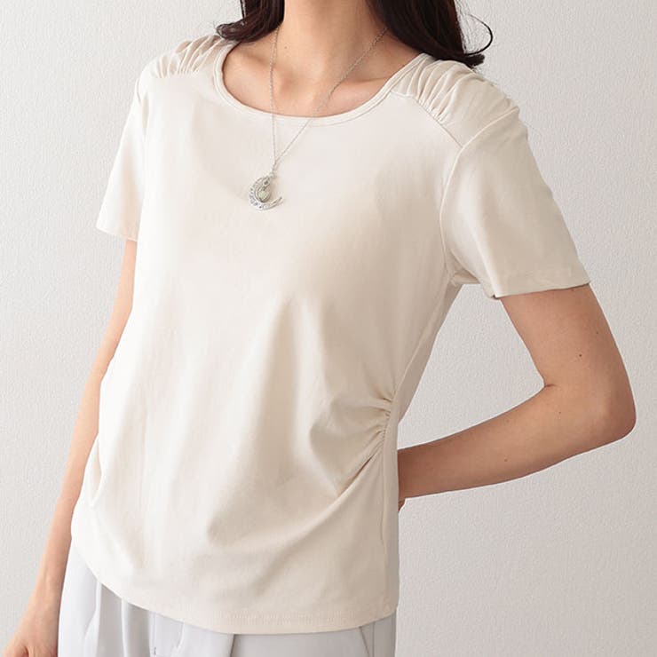 クルーネック 肩ギャザー ニュアンス | レースレディース  | 詳細画像1 