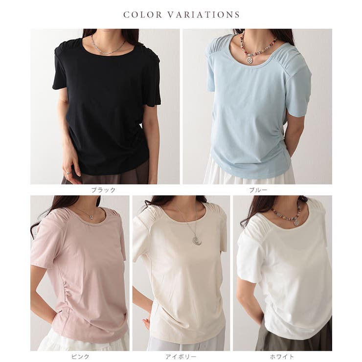 クルーネック 肩ギャザー ニュアンス | レースレディース  | 詳細画像2 