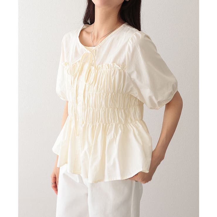 クルーネック リボン シャーリング | レースレディース  | 詳細画像10 