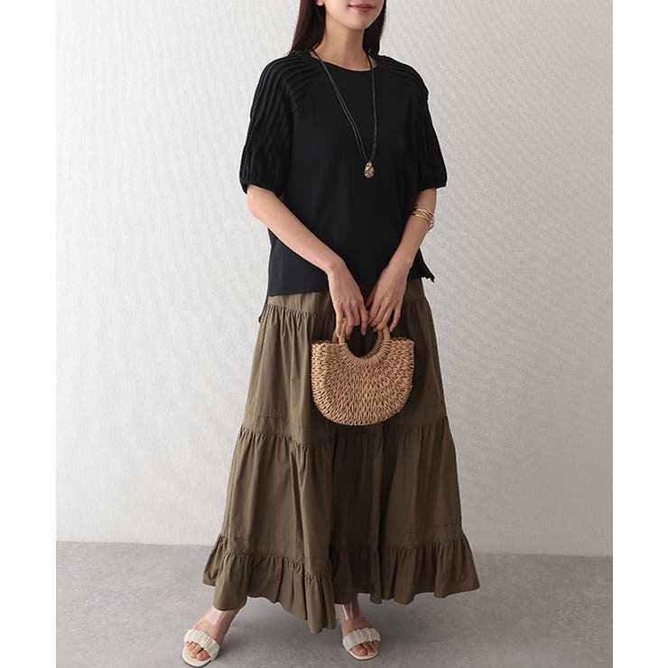 コットン クルーネック 袖プリーツ | レースレディース  | 詳細画像5 