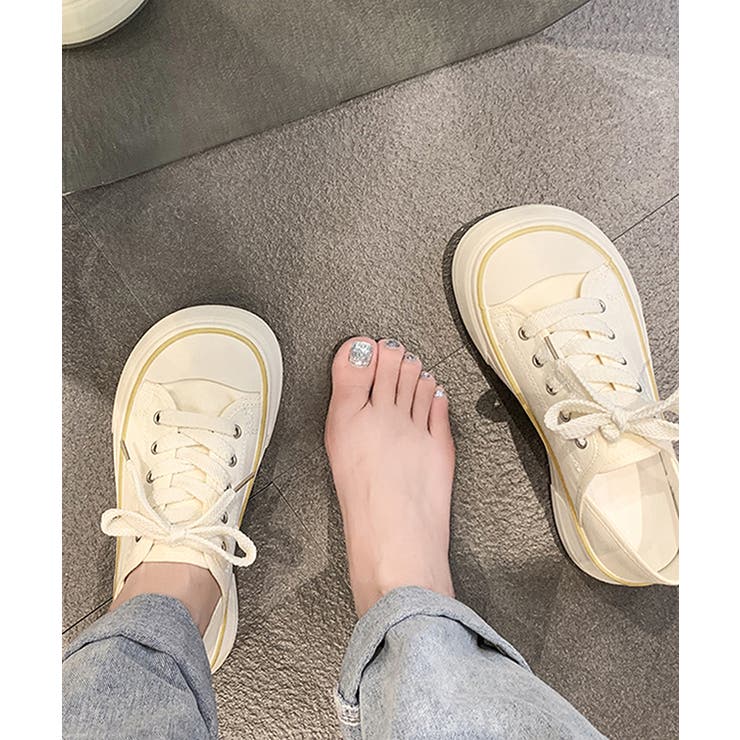 ラウンドトゥ 厚底 キャンバス | レースレディース  | 詳細画像10 