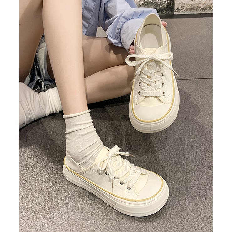 ラウンドトゥ 厚底 キャンバス | レースレディース  | 詳細画像8 