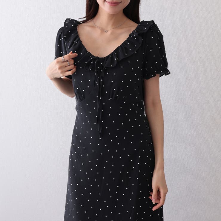 ドット柄 フリル パフスリーブ | レースレディース  | 詳細画像1 