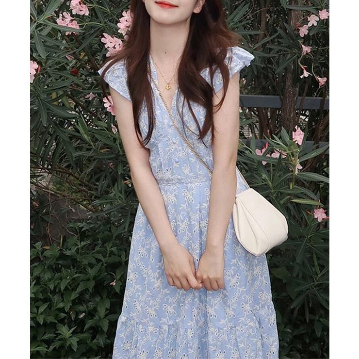 配色 刺繍 Vネック | レースレディース  | 詳細画像3 