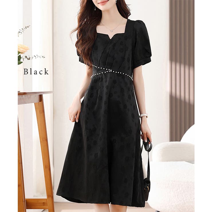 変形ドット ラインストーン パフスリーブ | レースレディース  | 詳細画像3 