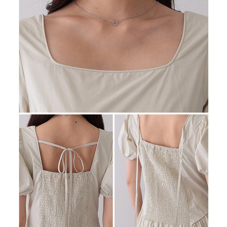 ソリッドカラー スクエアネック パフスリーブ | レースレディース  | 詳細画像17 