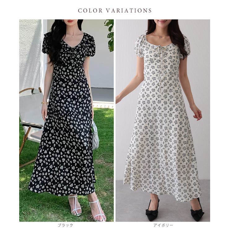 花柄 Vネック パフスリーブ | レースレディース  | 詳細画像2 