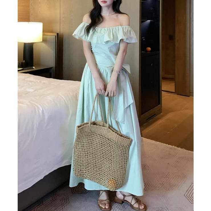 フリル ウエストリボン オフショル | レースレディース  | 詳細画像9 