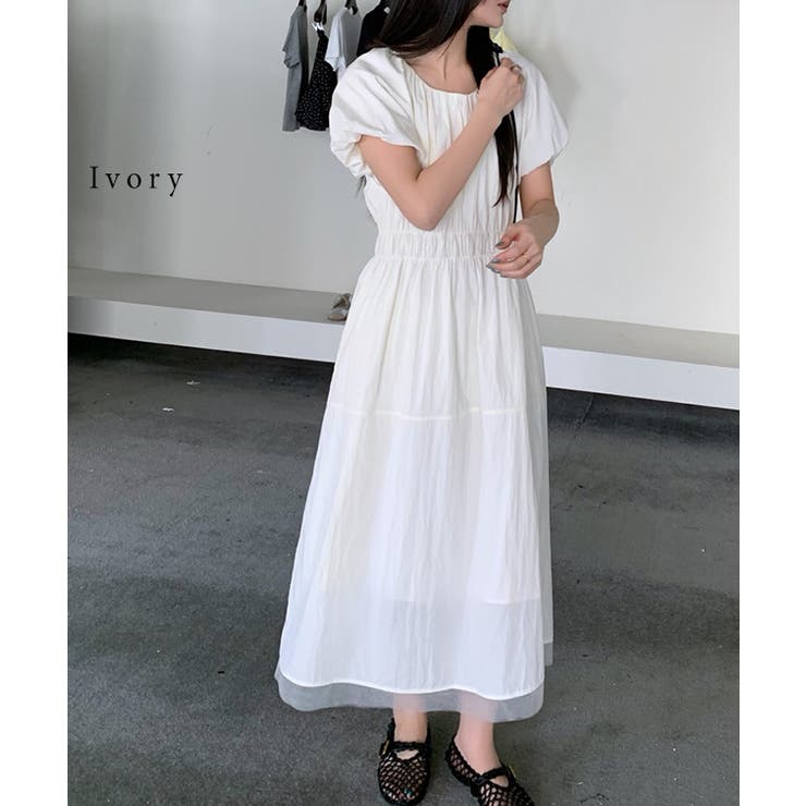 クルーネック ギャザー パフスリーブ | レースレディース  | 詳細画像5 