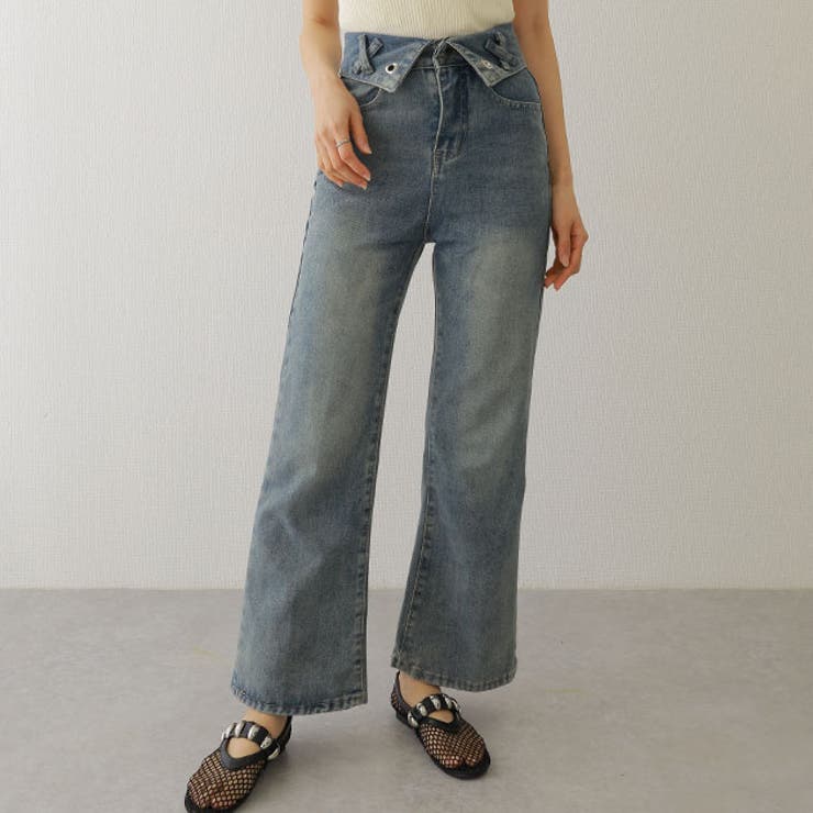 ウォッシュ加工 ハイウエスト 折り返し | レースレディース  | 詳細画像1 