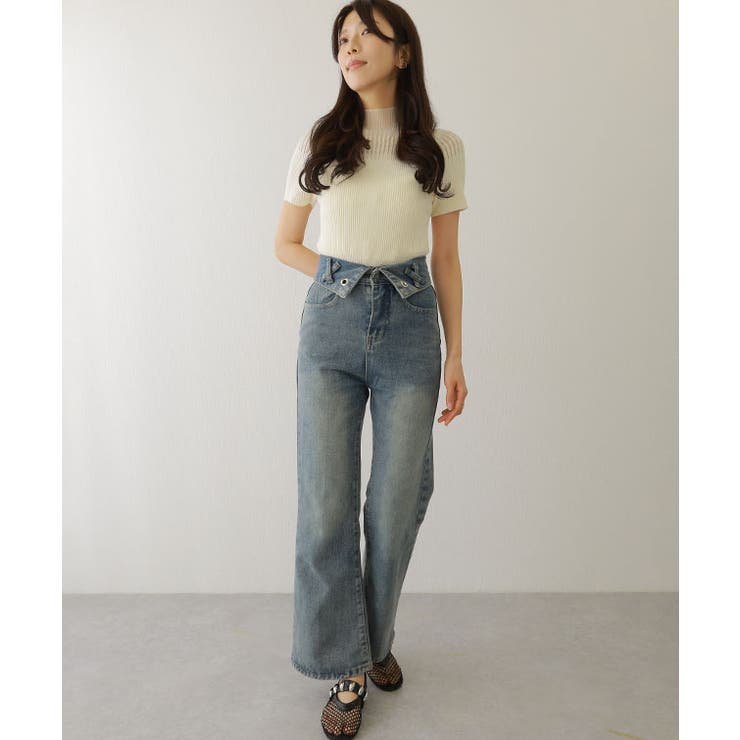 ウォッシュ加工 ハイウエスト 折り返し | レースレディース  | 詳細画像6 