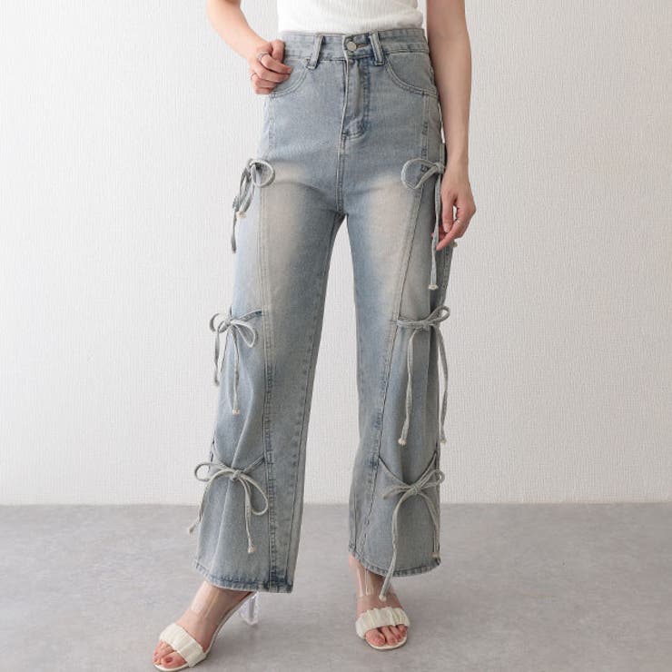 ウォッシュ加工 リボン付き ワイド | レースレディース  | 詳細画像1 