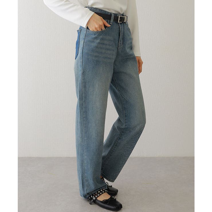 配色 ウォッシュ加工 ハイウエスト | レースレディース  | 詳細画像6 