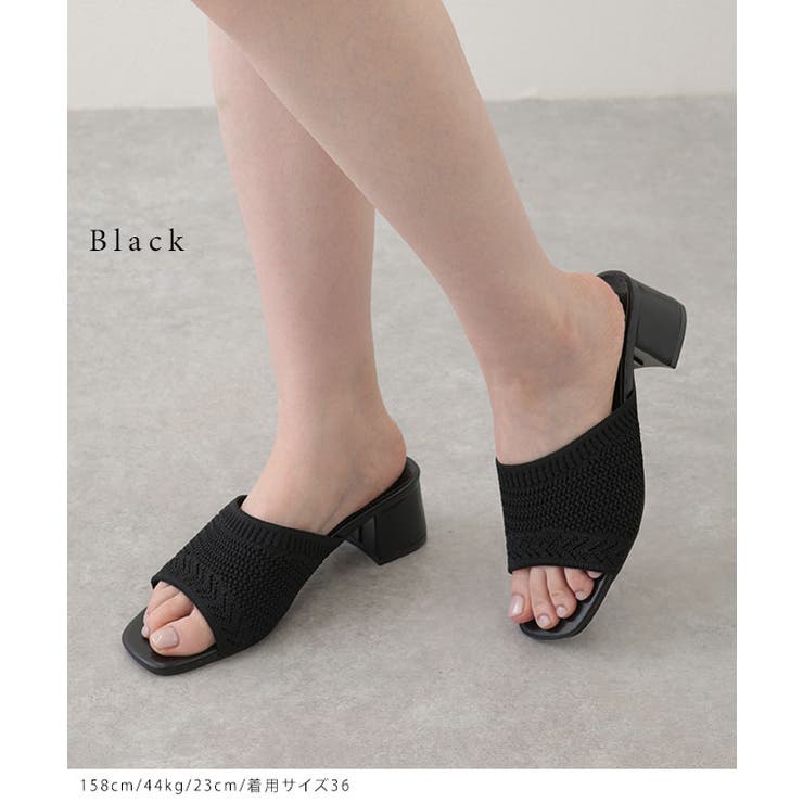 メッシュ編み オープントゥ チャンキーヒール | レースレディース  | 詳細画像3 