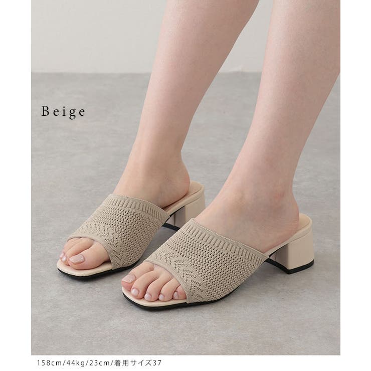 メッシュ編み オープントゥ チャンキーヒール | レースレディース  | 詳細画像8 