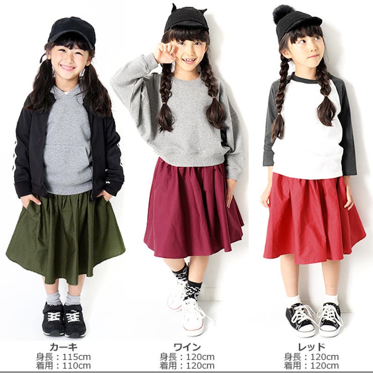 devirockボリュームひざ丈ギャザースカッツ女の子ボトムス全12色80-160