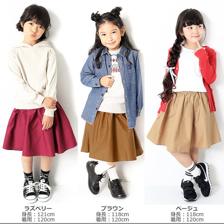 devirockボリュームひざ丈ギャザースカッツ女の子ボトムス全12色80-160