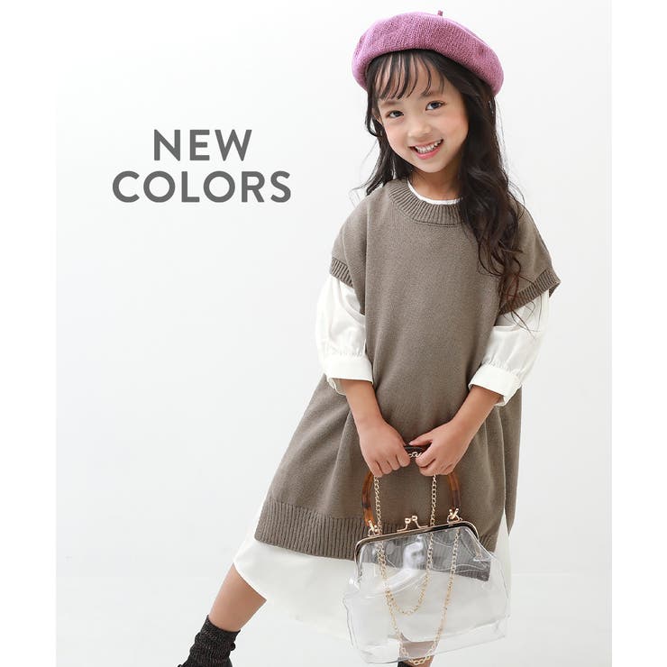 ワンピース キッズ 2671693,850円 ニットベストSETシャツワンピース 【87%OFF!】 ニットベストSETシャツワンピース