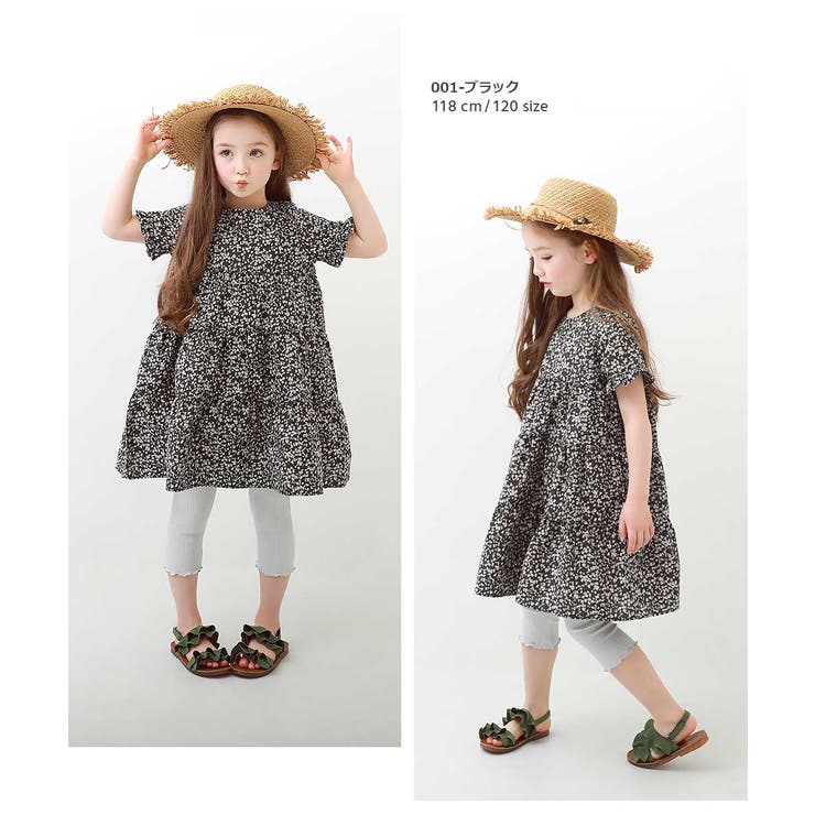 花柄ティアード半袖ワンピース 子供服 キッズ[品番：VR000009414