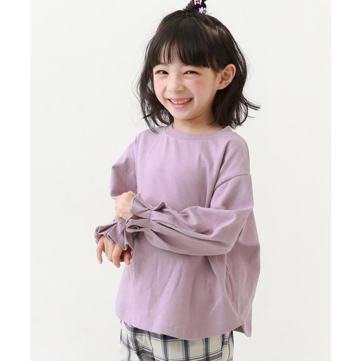 Lラベンダー】袖口タック 長袖Tシャツ  子供服[品番：VR000009314]｜devirock（デビロック）のキッズファッション通販｜SHOPLIST（ショップリスト）