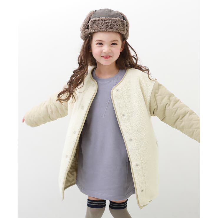 ベージュ | 洗える キルティングボア ノーカラー | devirock