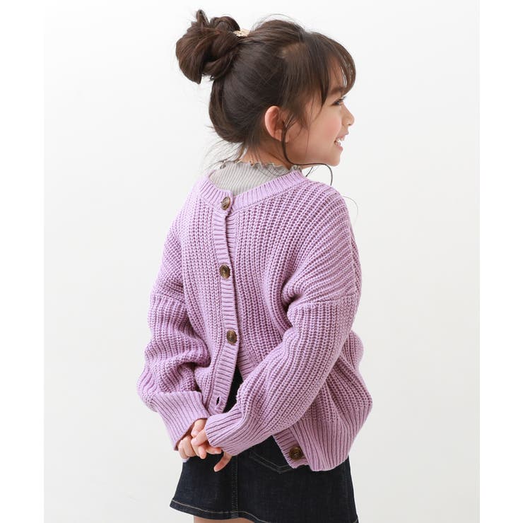 Lラベンダー | 洗える 2WAY ニットカーディガン | devirock
