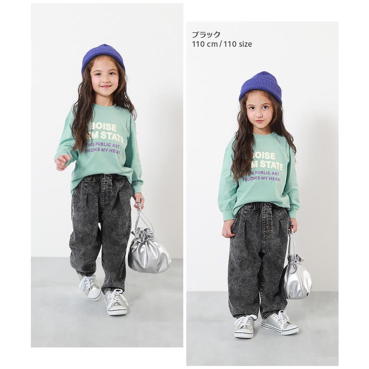 楽デニム ルーズタックパンツ 子供服[品番：VR000009821