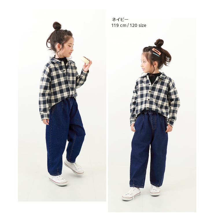 楽デニム ルーズタックパンツ 子供服[品番：VR000009821