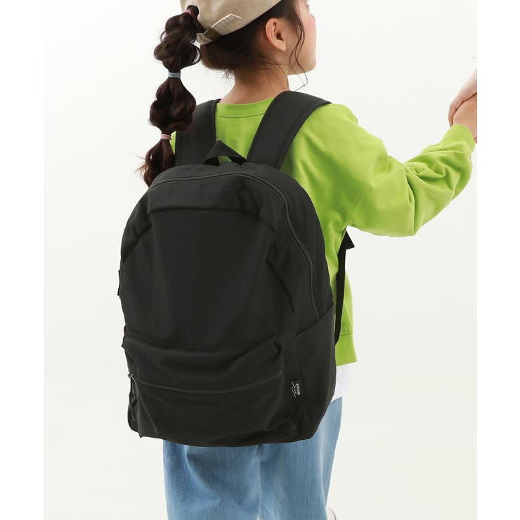 ブラック | お弁当固定バンド付き 配色リュックサック(12L) 子供服 | devirock