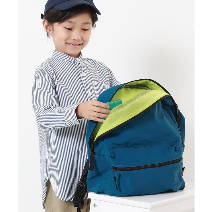 経典 お弁当固定バンド付き 子供服[品番 配色リュックサック リュック・バックパック