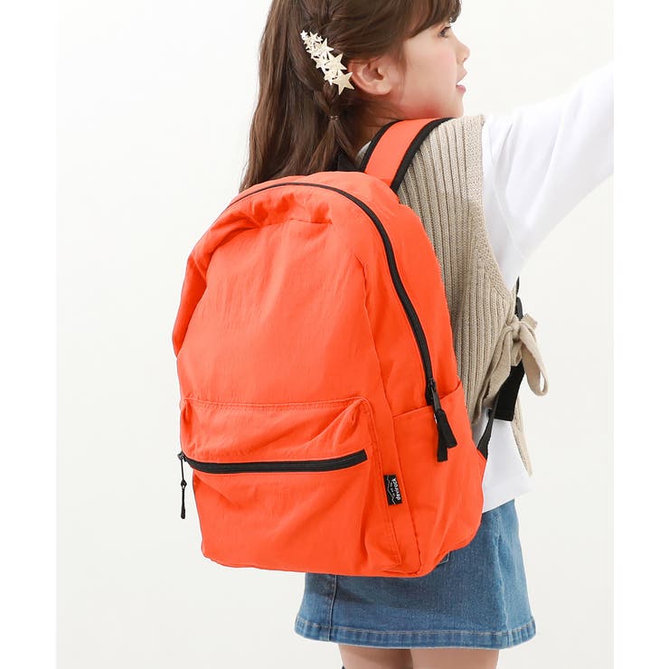 Dオレンジ | お弁当固定バンド付き 配色リュックサック(12L) 子供服 | devirock
