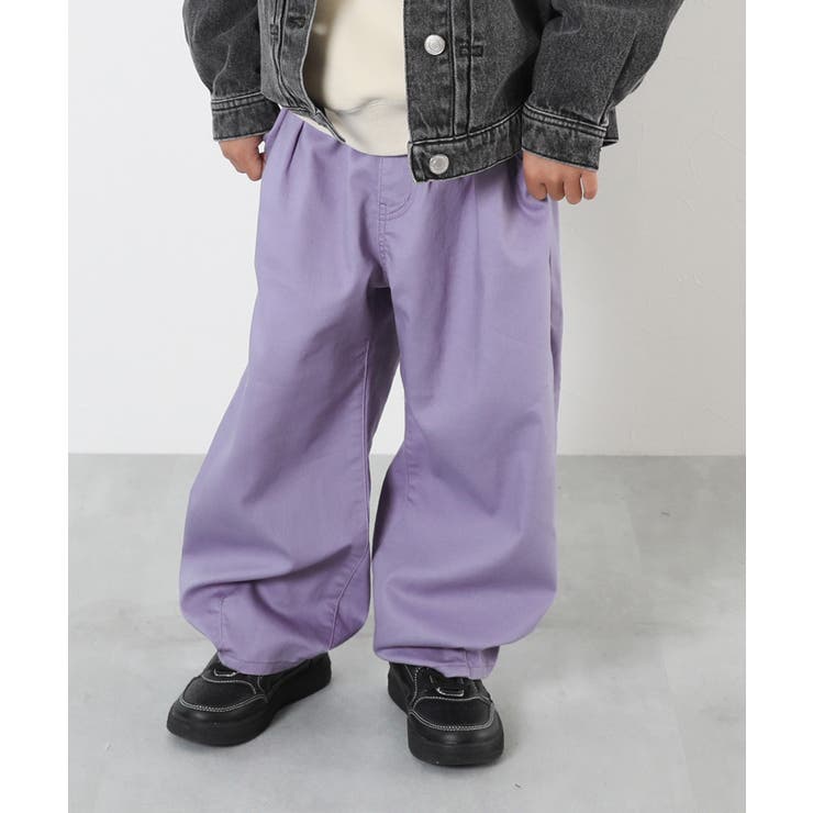 Gパープル | ストレッチツイル ルーズタックパンツ 子供服 | devirock