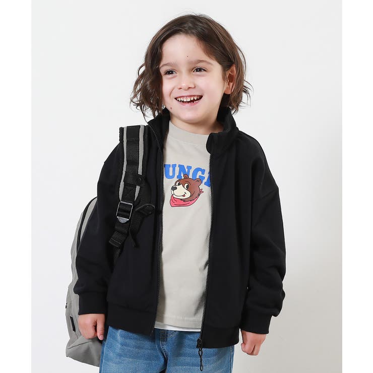 ブラック | 綿100% ミニ裏毛 スタンドカラー | devirock