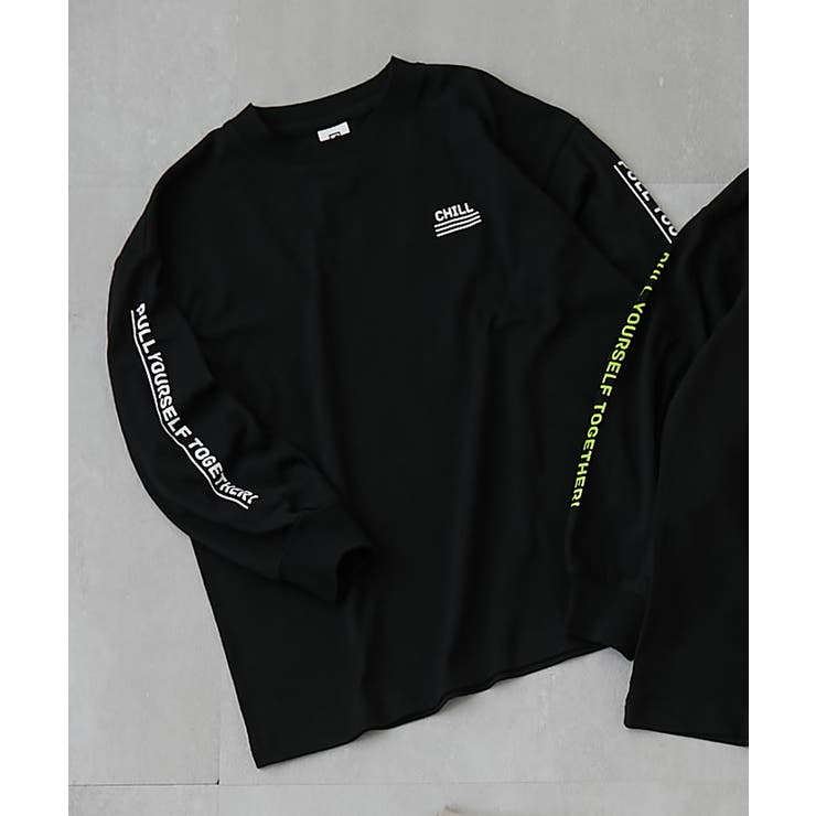 001-ホワイト袖ロゴ-ブラック | スーパーBIGシルエット 長袖Tシャツ 綿100% | devirock